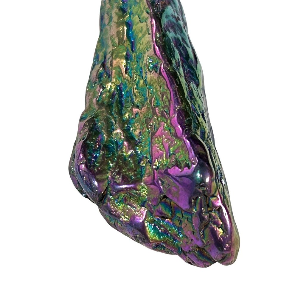 Handcrafted Rainbow Iridescent Blue Green Purple Titanium Coat Quartz 3" Pendant